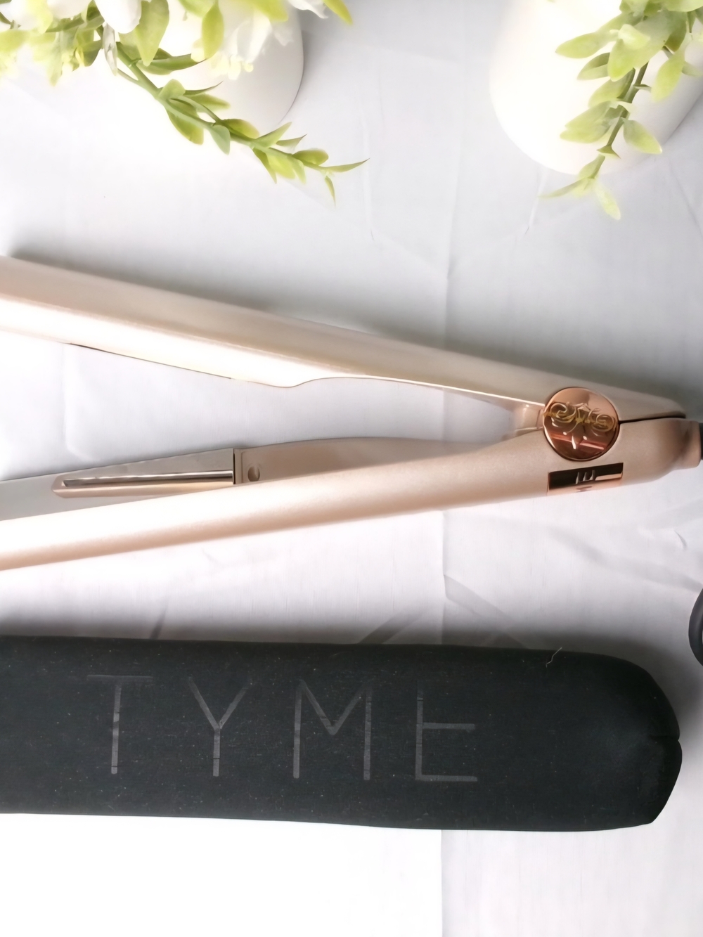 TYME 2-in-1 Hair Straightener & Curling Iron Rose Gold Dual Voltage 5 Heat Case